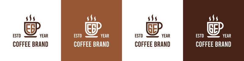 lettre par exemple et ge café logo, adapté pour tout affaires en relation à café, thé, ou autre avec par exemple ou ge initiales. vecteur