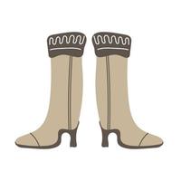 paire de beige marron hiver bottes sur une blanc Contexte. mignonne main tiré éléments pour hiver conception vecteur