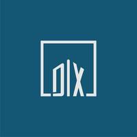 dx initiale monogramme logo réel biens dans rectangle style conception vecteur