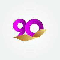 90 ans anniversaire violet célébration vector illustration de conception de modèle