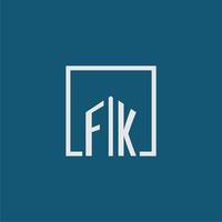 fk initiale monogramme logo réel biens dans rectangle style conception vecteur