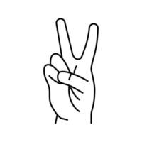 deux nombre main geste ligne icône vecteur illustration