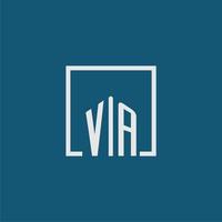 Virginie initiale monogramme logo réel biens dans rectangle style conception vecteur