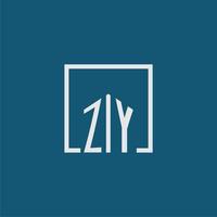 zy initiale monogramme logo réel biens dans rectangle style conception vecteur