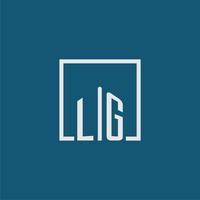 lg initiale monogramme logo réel biens dans rectangle style conception vecteur