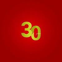 30 ans anniversaire célébration numéro de ligne jaune illustration de conception de modèle de vecteur