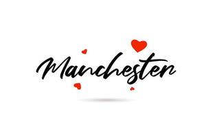 Manchester manuscrit ville typographie texte avec l'amour cœur vecteur