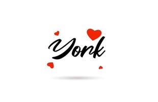 york manuscrit ville typographie texte avec l'amour cœur vecteur