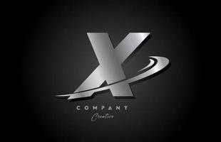 X argent métal gris alphabet lettre logo icône conception avec virgule. Créatif modèle pour entreprise et affaires vecteur
