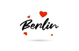 Berlin manuscrit ville typographie texte avec l'amour cœur vecteur