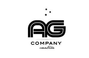 ag noir et blanc combinaison alphabet audacieux lettre logo avec points. rejoint Créatif modèle conception pour entreprise et affaires vecteur