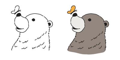 ours vecteur polaire ours icône logo visage tête papillon illustration dessin animé personnage