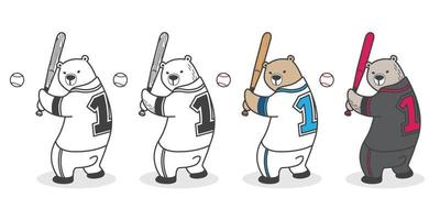 ours vecteur polaire ours base-ball icône logo sport dessin animé personnage illustration