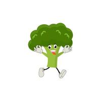 brocoli mascotte dessin animé dans vecteur. mignonne content souriant brocoli légume ensemble collection. vecteur plat dessin animé personnage illustration icône conception. contenu, content, vert sourire, de bonne humeur visage émotion.