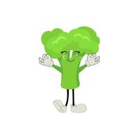 brocoli mascotte dessin animé dans vecteur. mignonne content souriant brocoli légume ensemble collection. vecteur plat dessin animé personnage illustration icône conception. contenu, content, vert sourire, de bonne humeur visage émotion.