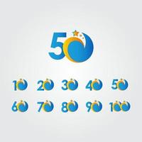 50 ans anniversaire star dash bleu célébration vector illustration de conception de modèle