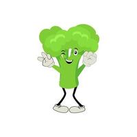 brocoli mascotte dessin animé dans vecteur. mignonne content souriant brocoli légume ensemble collection. vecteur plat dessin animé personnage illustration icône conception. contenu, content, vert sourire, de bonne humeur visage émotion.