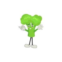 brocoli mascotte dessin animé dans vecteur. mignonne content souriant brocoli légume ensemble collection. vecteur plat dessin animé personnage illustration icône conception. contenu, content, vert sourire, de bonne humeur visage émotion.