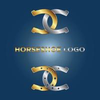 Éléments du logo en fer à cheval or et argent vecteur
