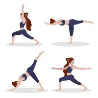 femme exercice yoga. vecteur illustration dans plat dessin animé style, concept illustration pour en bonne santé mode de vie, sport, faire de l'exercice.