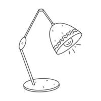 lampe de table dans un style doodle dessiné à la main. éclairage domestique, enseigne de luminaire. illustration pour magasin intérieur. pour la coloration. vecteur