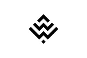 noir blanc initiale lettre w une géométrique ligne logo vecteur