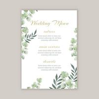 menu de mariage élégant avec motif floral peint à la main vecteur