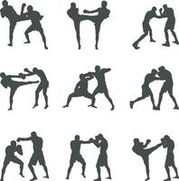 boxe silhouettes, boxe silhouette ensemble, boxeurs silhouettes, boxe svg, boxe vecteur