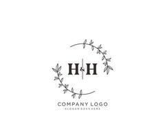 initiale hh des lettres magnifique floral féminin modifiable premade monoline logo adapté pour spa salon peau cheveux beauté boutique et cosmétique entreprise. vecteur