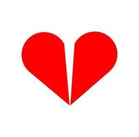 une rouge cassé cœur vecteur icône. Célibataire fissuré rouge cœur.