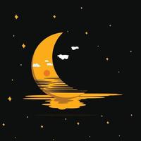 illustration de une lune et étoiles vecteur