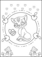 mignonne chat contour coloration page pour des gamins ligne dessin animal coloration livre dessin animé vecteur illustration isolé sur blanc griffonnage Contexte