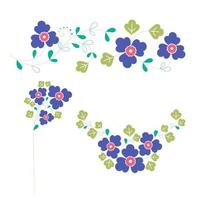 ensemble une floral frontière avec une couronne de vert feuilles et bleu fleurs pour une mariage carte, une salutation carte, ou décoratif ouvrages d'art. vecteur