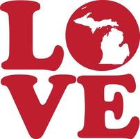 l'amour Michigan Etat rouge contour vecteur graphique illustration isolé