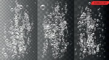 ensemble de bulles en dessous de l'eau isolé vecteur illustration