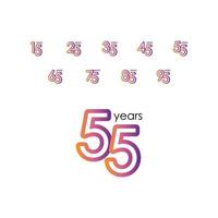 55 ans anniversaire couleur complet élégant ensemble célébration vecteur modèle illustration de conception