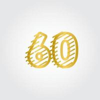 60 ans anniversaire or ligne design logo vector illustration de modèle