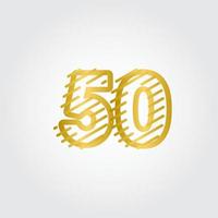 50 ans anniversaire or ligne design logo vector illustration de modèle