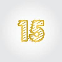 15 ans anniversaire or ligne design logo vector illustration de modèle