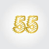 55 ans anniversaire or ligne design logo vector illustration de modèle