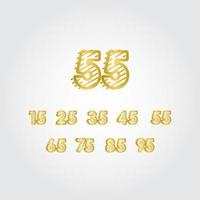 55 ans anniversaire or ligne design set logo vector illustration modèle