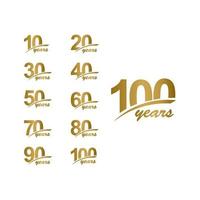 100 ans anniversaire élégant ligne d'or définie illustration de conception de modèle de vecteur de célébration