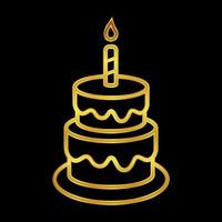 anniversaire gâteau icône dans or coloré vecteur