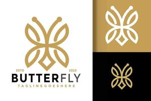 lettre h buttefly feuille logo vecteur icône illustration