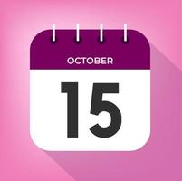 octobre journée 15. nombre quinze sur une blanc papier avec violet Couleur frontière sur une rose Contexte vecteur. vecteur