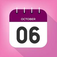 octobre journée 6. nombre six sur une blanc papier avec violet Couleur frontière sur une rose Contexte vecteur. vecteur