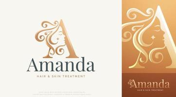 beauté monogramme lettre une femme silhouette logo design vecteur