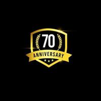 70 ans anniversaire or emblème ancien design logo vector illustration de modèle