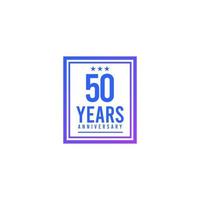 50 ans anniversaire carré bleu design logo vector illustration de modèle