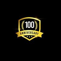 100 ans anniversaire or emblème ancien design logo vector illustration de modèle